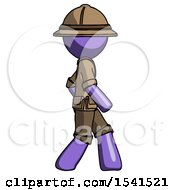 Poster, Art Print Of Purple Explorer Ranger Man Walking Right Side View