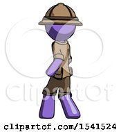 Poster, Art Print Of Purple Explorer Ranger Man Walking Away Direction Left View