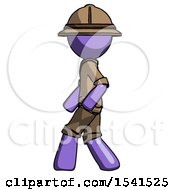 Poster, Art Print Of Purple Explorer Ranger Man Walking Left Side View