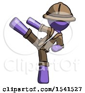 Poster, Art Print Of Purple Explorer Ranger Man Ninja Kick Left