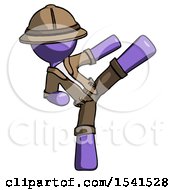 Poster, Art Print Of Purple Explorer Ranger Man Ninja Kick Right