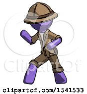 Purple Explorer Ranger Man Martial Arts Defense Pose Left