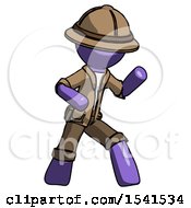 Purple Explorer Ranger Man Martial Arts Defense Pose Right