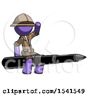 Purple Explorer Ranger Man Riding A Pen Like A Giant Rocket