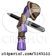 Purple Explorer Ranger Man Impaled Through Chest With Giant Pen