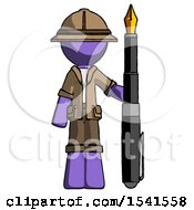 Poster, Art Print Of Purple Explorer Ranger Man Holding Giant Calligraphy Pen
