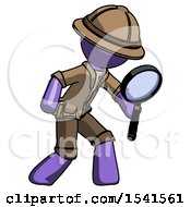 Purple Explorer Ranger Man Inspecting With Large Magnifying Glass Right