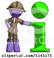 Poster, Art Print Of Purple Explorer Ranger Man With Info Symbol Leaning Up Against It