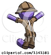 Poster, Art Print Of Purple Explorer Ranger Man Jumping Or Kneeling With Gladness