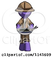 Purple Explorer Ranger Man Serving Or Presenting Noodles