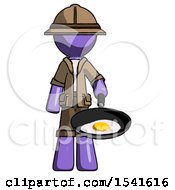 Poster, Art Print Of Purple Explorer Ranger Man Frying Egg In Pan Or Wok