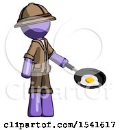 Poster, Art Print Of Purple Explorer Ranger Man Frying Egg In Pan Or Wok Facing Right