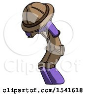 Poster, Art Print Of Purple Explorer Ranger Man With Headache Or Covering Ears Turned To His Left