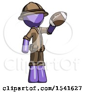 Poster, Art Print Of Purple Explorer Ranger Man Holding Football Up