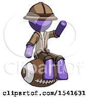 Poster, Art Print Of Purple Explorer Ranger Man Sitting On Giant Football