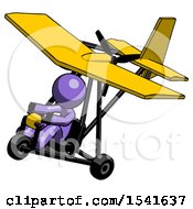 Purple Design Mascot Man In Ultralight Aircraft Top Side View