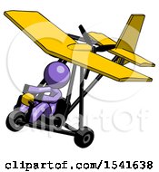 Poster, Art Print Of Purple Design Mascot Woman In Ultralight Aircraft Top Side View