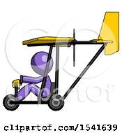 Purple Design Mascot Man In Ultralight Aircraft Side View