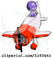 Poster, Art Print Of Purple Design Mascot Man In Geebee Stunt Plane Descending Front Angle View