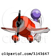 Poster, Art Print Of Purple Design Mascot Man Flying In Geebee Stunt Plane Viewed From Below