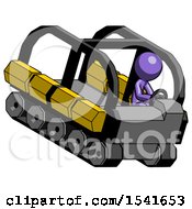 Poster, Art Print Of Purple Design Mascot Man Driving Amphibious Tracked Vehicle Top Angle View