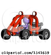 Purple Design Mascot Man Riding Sports Buggy Side Angle View