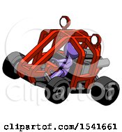 Poster, Art Print Of Purple Design Mascot Man Riding Sports Buggy Side Top Angle View