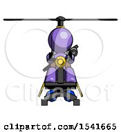 Purple Design Mascot Man Flying In Gyrocopter Front View
