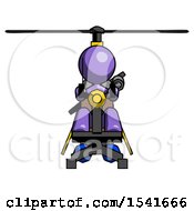 Purple Design Mascot Woman Flying In Gyrocopter Front View