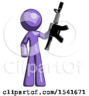 Poster, Art Print Of Purple Design Mascot Man Holding Automatic Gun