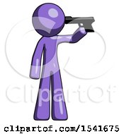 Purple Design Mascot Man Suicide Gun Pose