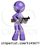 Poster, Art Print Of Purple Design Mascot Man Tommy Gun Gangster Shooting Pose
