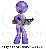 Poster, Art Print Of Purple Design Mascot Woman Tommy Gun Gangster Shooting Pose
