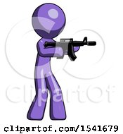 Poster, Art Print Of Purple Design Mascot Man Shooting Automatic Assault Weapon