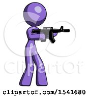 Poster, Art Print Of Purple Design Mascot Woman Shooting Automatic Assault Weapon