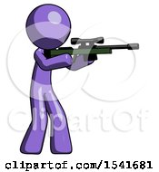Poster, Art Print Of Purple Design Mascot Man Shooting Sniper Rifle