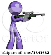 Poster, Art Print Of Purple Design Mascot Woman Shooting Sniper Rifle
