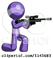 Poster, Art Print Of Purple Design Mascot Man Kneeling Shooting Sniper Rifle