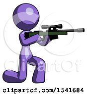 Poster, Art Print Of Purple Design Mascot Woman Kneeling Shooting Sniper Rifle