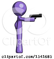 Purple Design Mascot Man Firing A Handgun