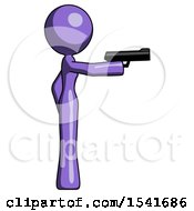 Purple Design Mascot Woman Firing A Handgun