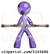 Poster, Art Print Of Purple Design Mascot Woman Bo Staff Kung Fu Defense Pose