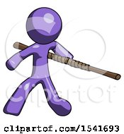 Poster, Art Print Of Purple Design Mascot Man Bo Staff Action Hero Kung Fu Pose