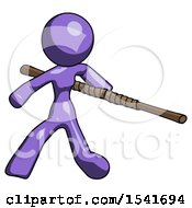 Poster, Art Print Of Purple Design Mascot Woman Bo Staff Action Hero Kung Fu Pose