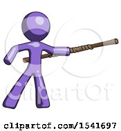 Poster, Art Print Of Purple Design Mascot Man Bo Staff Pointing Right Kung Fu Pose