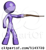 Poster, Art Print Of Purple Design Mascot Woman Pointing With Hiking Stick