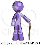 Poster, Art Print Of Purple Design Mascot Man Standing With Hiking Stick