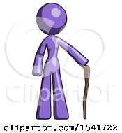 Poster, Art Print Of Purple Design Mascot Woman Standing With Hiking Stick