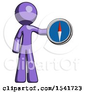 Poster, Art Print Of Purple Design Mascot Man Holding A Large Compass