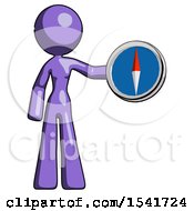 Poster, Art Print Of Purple Design Mascot Woman Holding A Large Compass